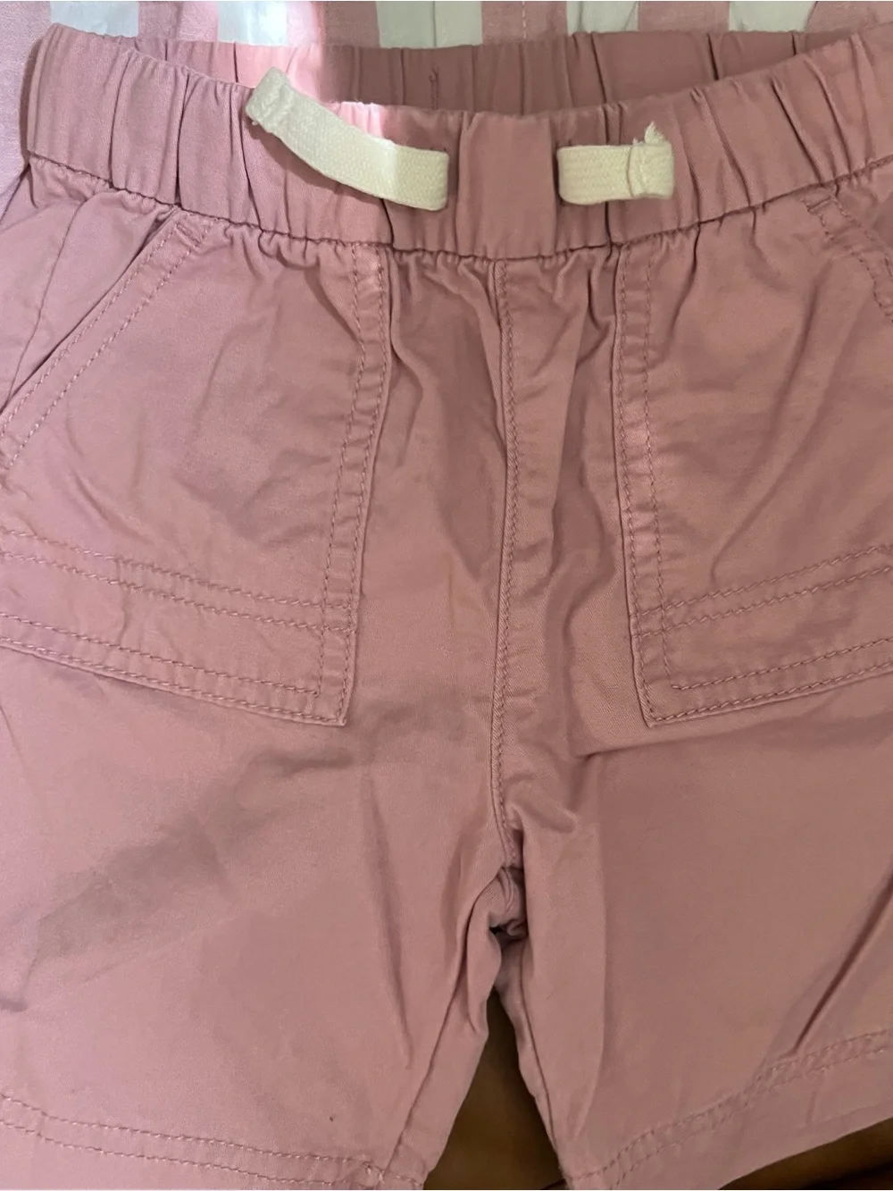 Wonder Nation Boy's Short Sleeve 2 Piece Set pink white striped linen-blend 3T
